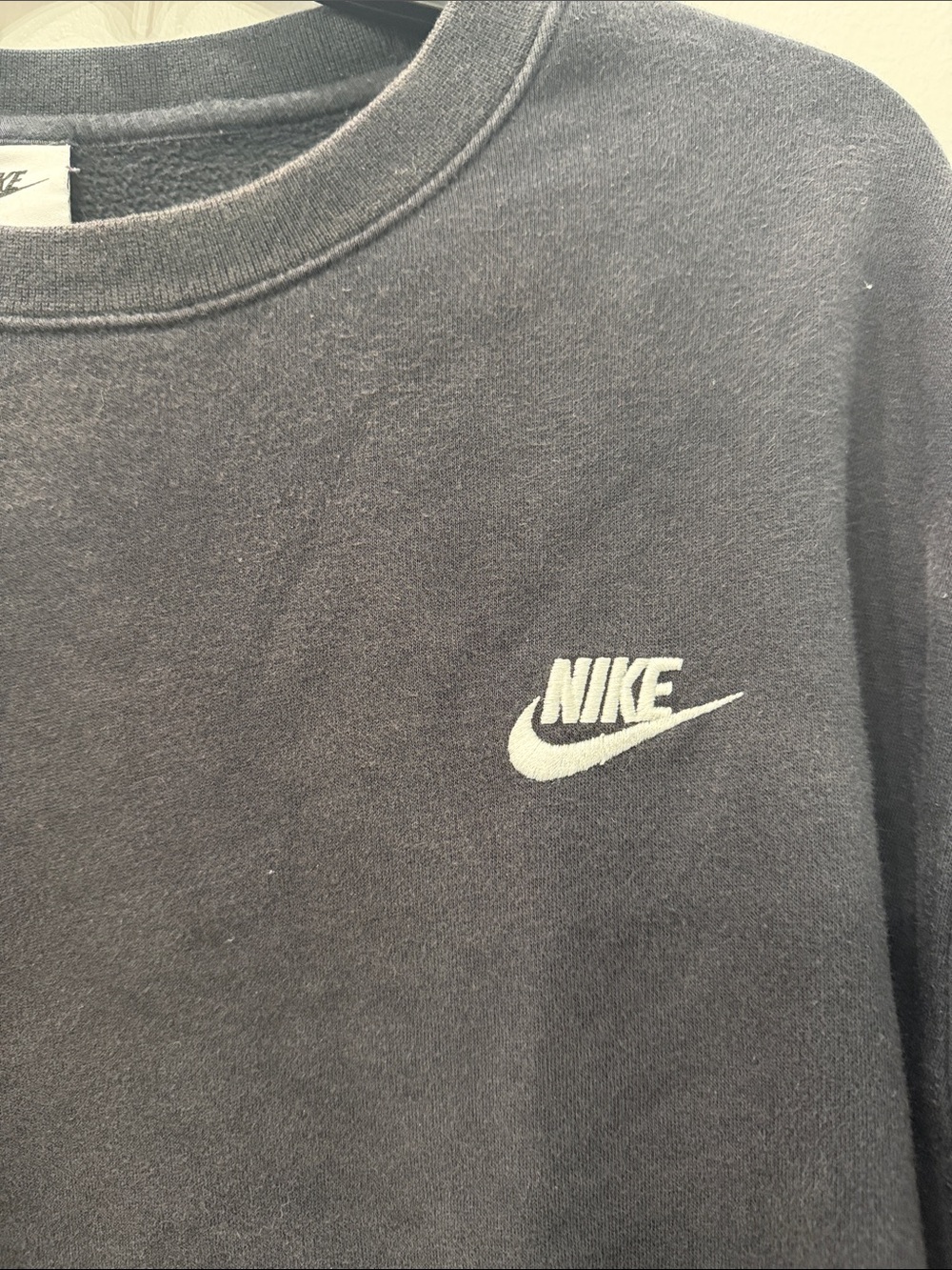 Nike Men's Charcoal Crewneck Sweatshirt with White Swoosh - Picture 3 of 4